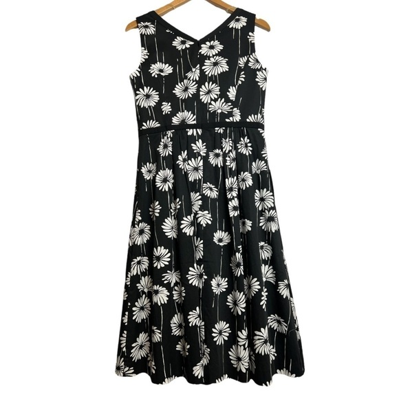 Talbots Daisies Dress Black With White Daisies Size 6 - Picture 6 of 9